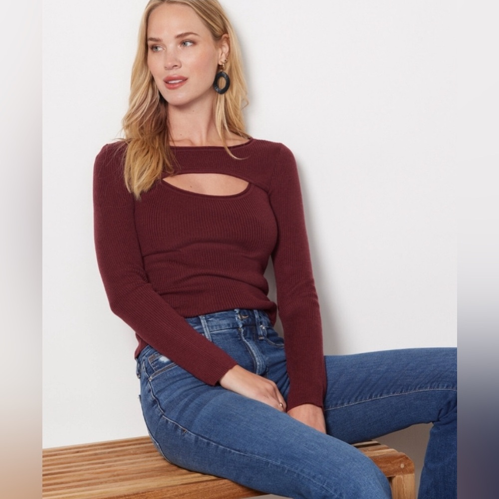 Paige ribbed Cutout Sweater